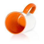 Кружка цветная внутри + цветная ручка оранжевая для сублимации
